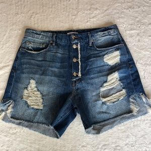 GOOD AMERICAN Shorts High Waist Distressed Denim